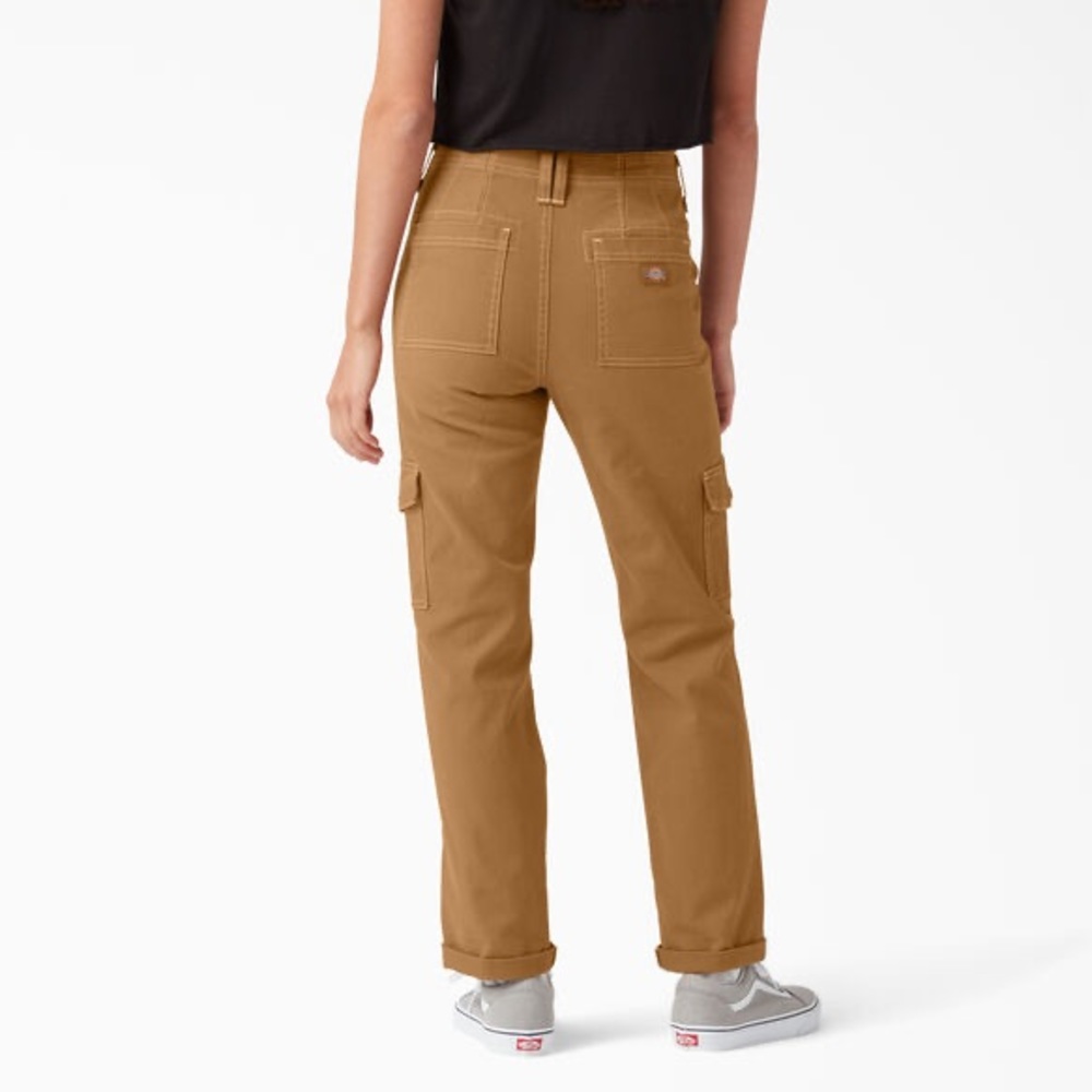 Dickies Women's Skinny Fit Cuffed Cargo Pants, Brown Duck
